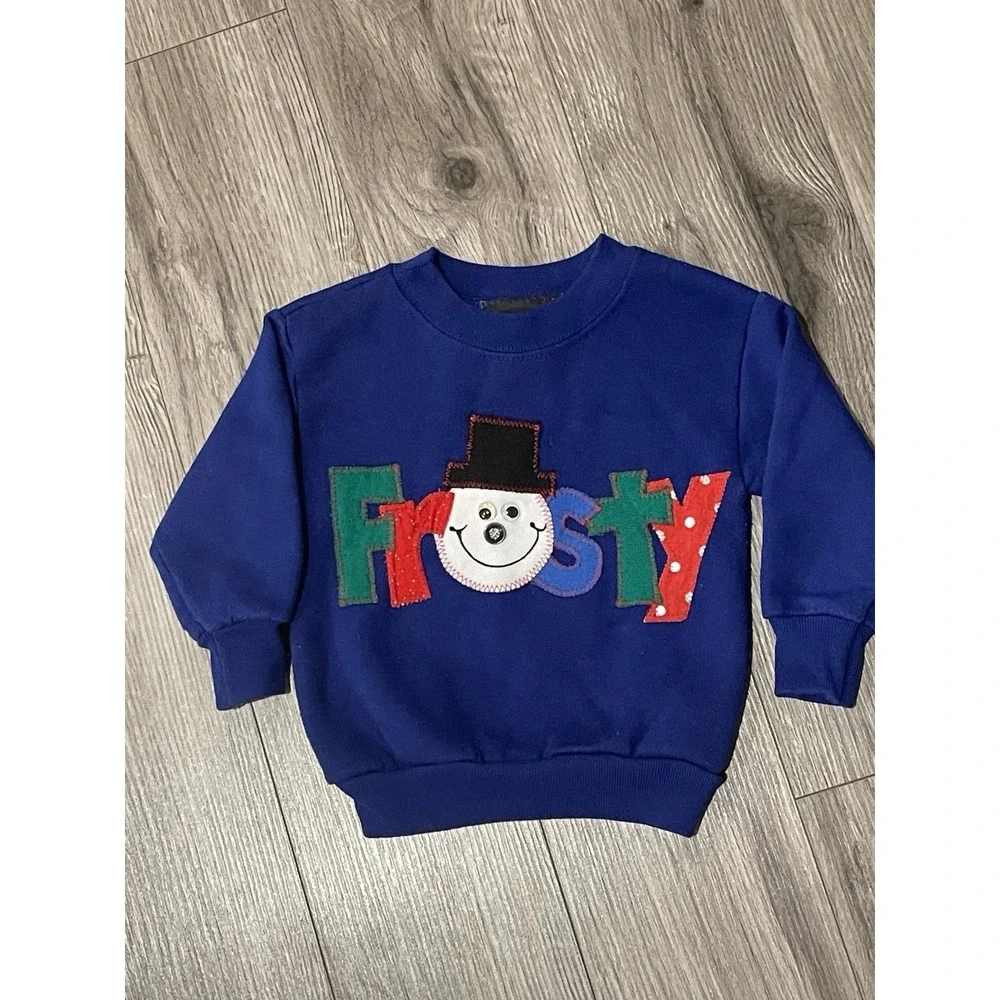 Vintage Baby FROSTY The Snowman Sweatshirt With Googly Eyes & Button Nose 18 Mth